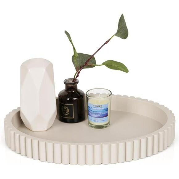 Concrete Oval Tray Coffee Table Decor Centerpiece Gray Modern Home Accent - Picture 1 of 7